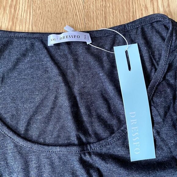 Dressfo Tank Shirt with Side Tie Cut Outs Gray 2XL - Picture 2 of 9